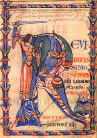 Medieval illumination depicting spiritual combat